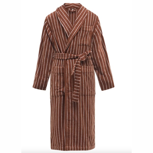 Tekla Striped cotton-terry bathrobe