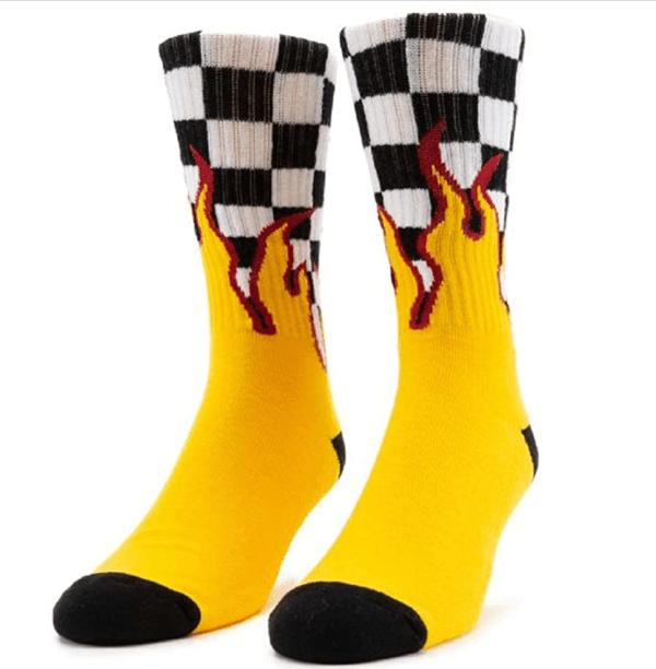 flame checkerboard socks