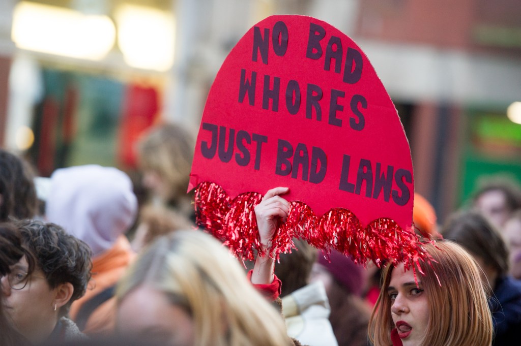 A sign held up at a protest