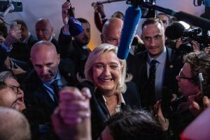 Marine Le Pen during an election night event after the first round of voting on the 10th of April, 2022 in Paris, France. Photo: Louise Delmotte/Getty Images