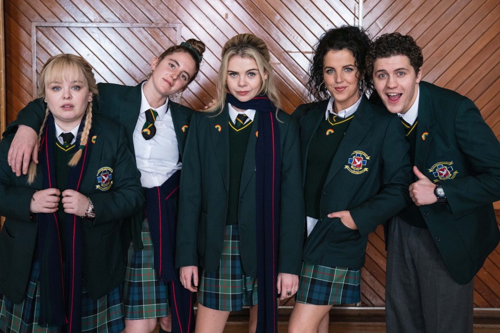 The cast of 'Derry Girls' in school uniform.