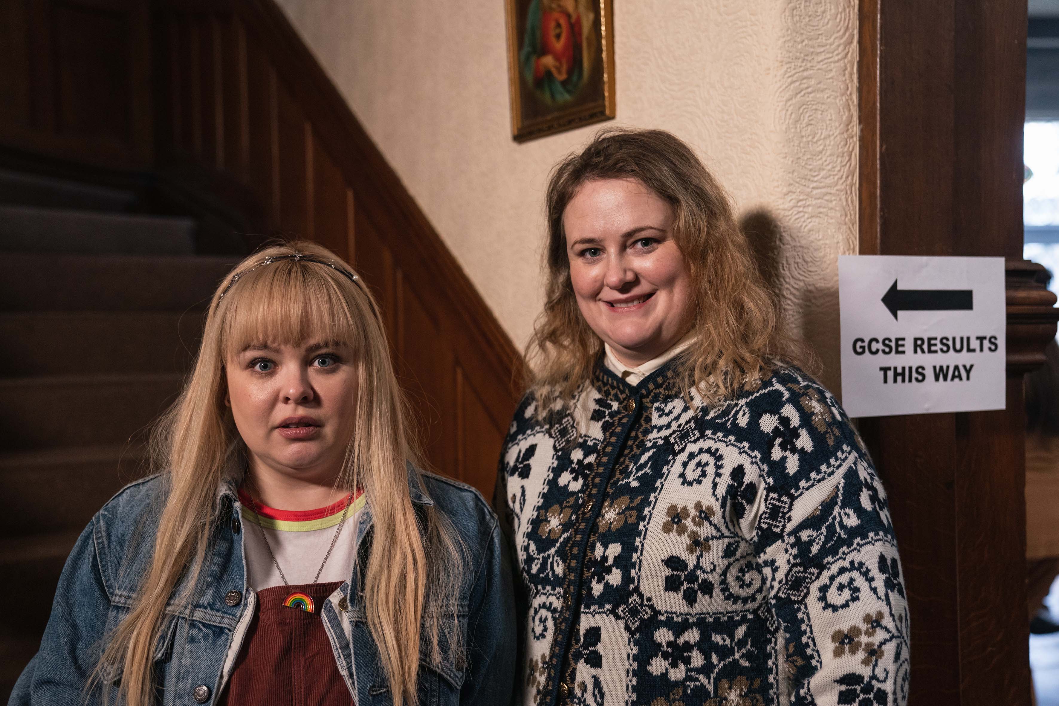 Nicola Coughlan (Clare Devlin) in Derry Girls with Philippa Dunne as (Geraldine Devlin, Clare's mother)