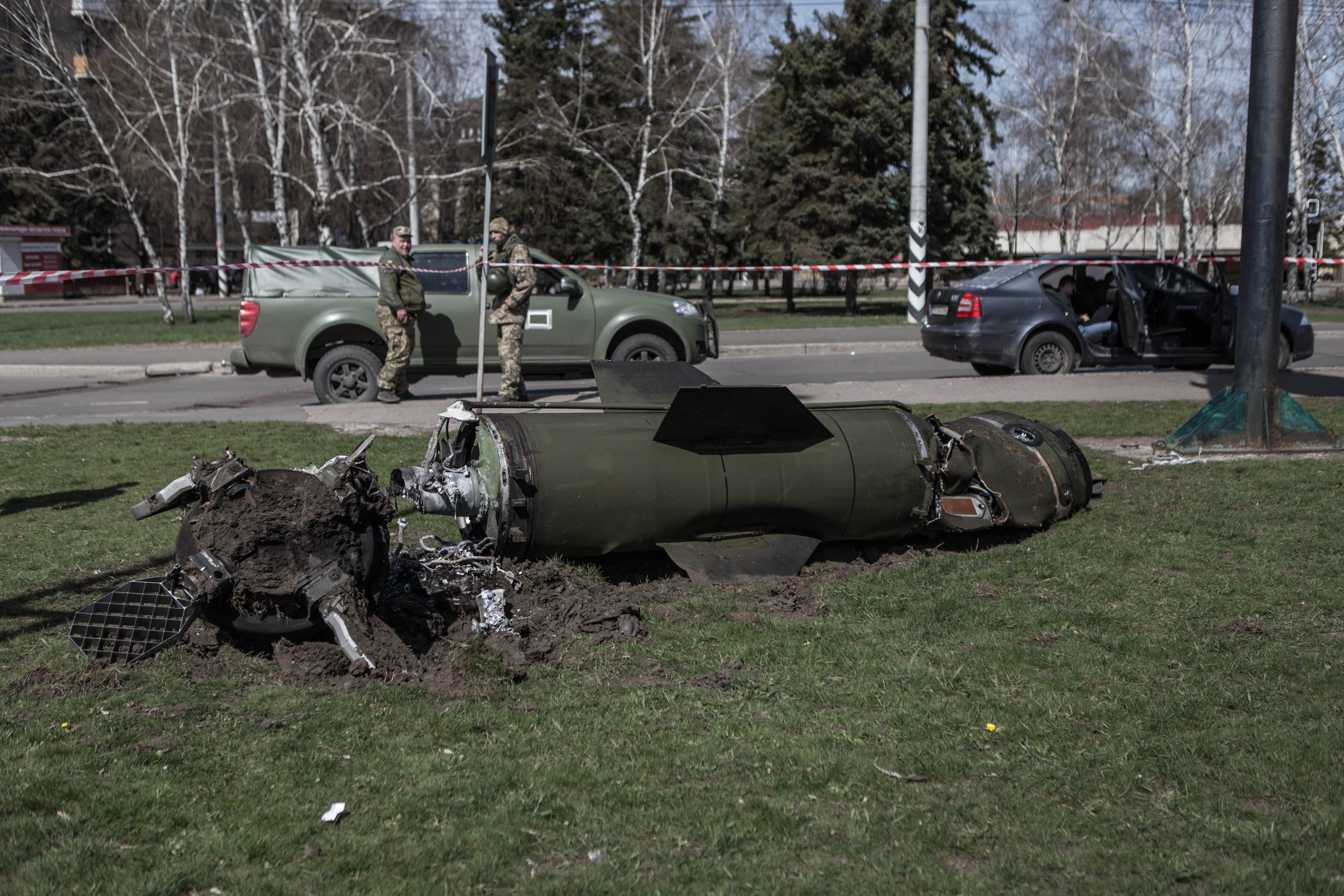 Missile debris at Kramatorsk station. Photo: Andrea Carrubba/Anadolu Agency via Getty Images