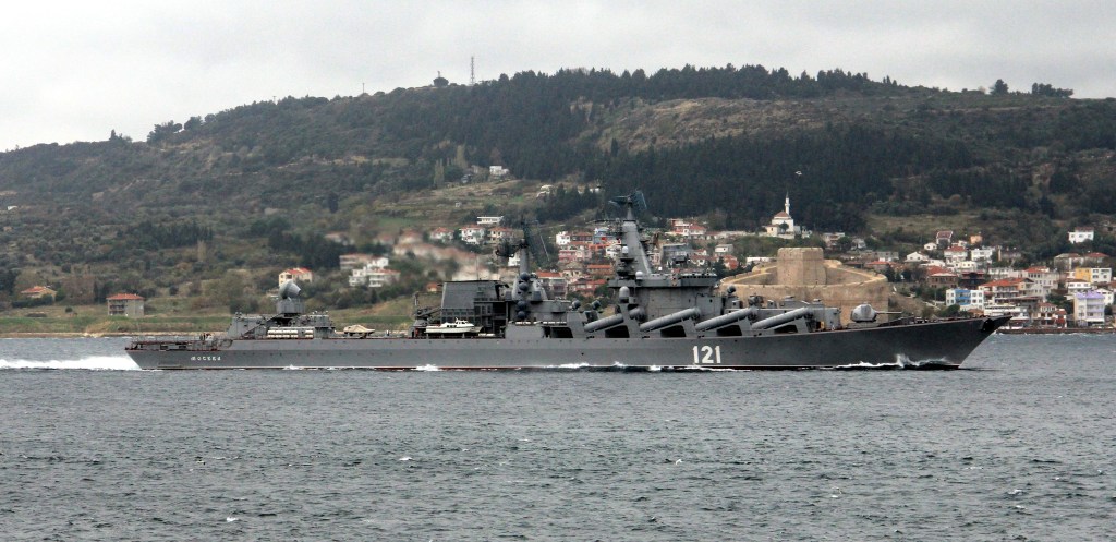 The Russian "Go Fuck Yourself" warship, the Moskva, in 2013.