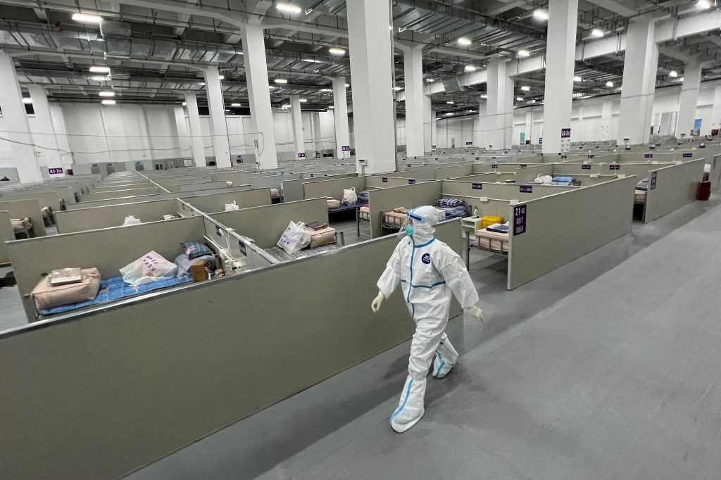 A makeshift hospital for COVID-19 patients in Shanghai. Photo: STR / AFP