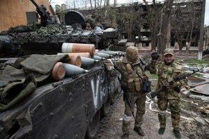 Russian soldiers close to the Azovstal frontline. Photo: Maximilian Clarke/SOPA Images/LightRocket via Getty Images