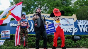 Forgiato Blow​ performing at a protest at Disney World in Florida last weekend.