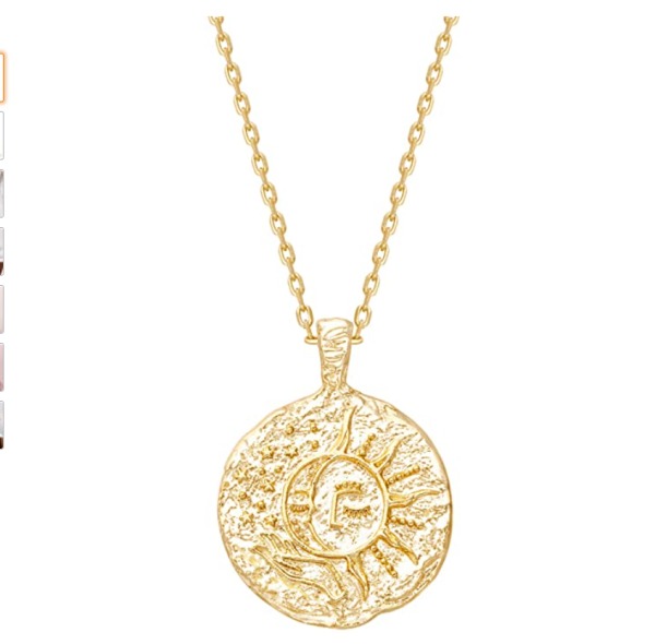 14K Gold Plated Engraved Coin Pendant