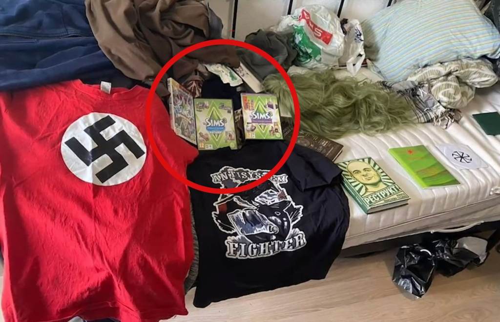 An image purporting to show terrorist paraphernalia, including three copies of The Sims 3. ​Photo: FSB