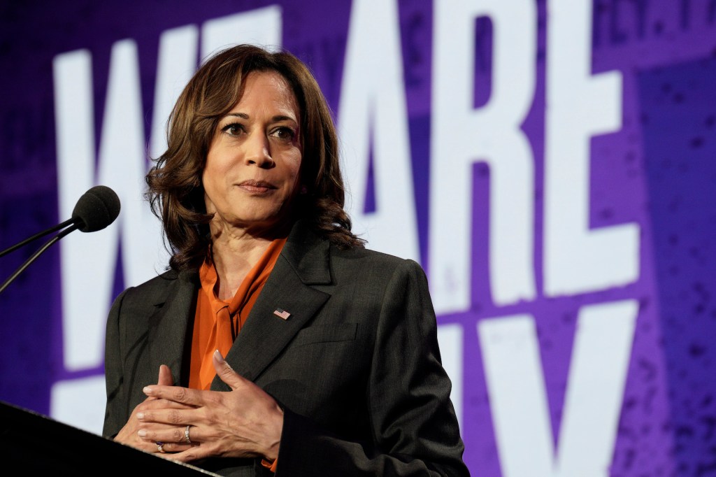 U.S. Vice President Kamala Harris speaks at the 30th annual We Are EMILY National Conference and Gala in Washington, D.C., U.S., on Tuesday, May 3, 2022.