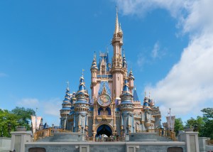 General views of Cinderella Castle at Magic Kingdom, celebrating its 50th anniversary on April 03, 2022 in Orlando, Florida.