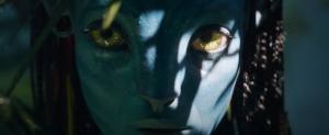 A screenshot of a na'vi in the trailer for Avatar: The Way of Water.