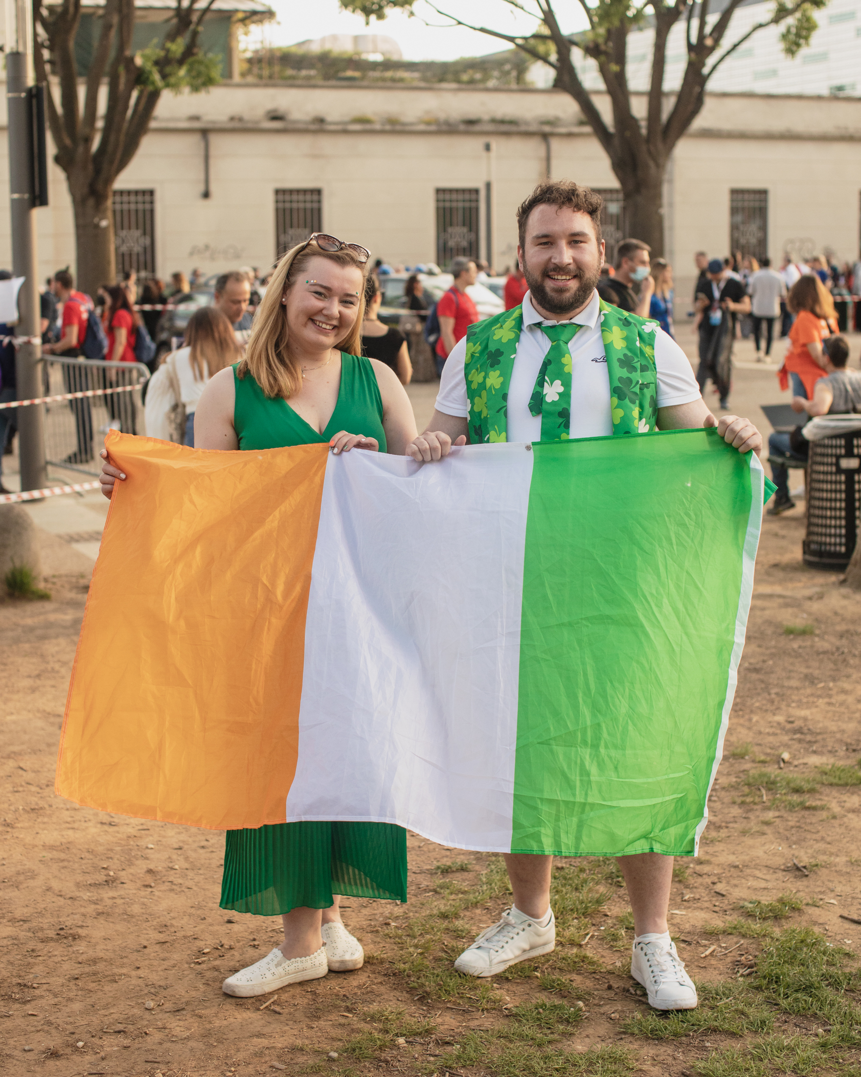 Eurovision fans in Turin representing Ireland in costumes