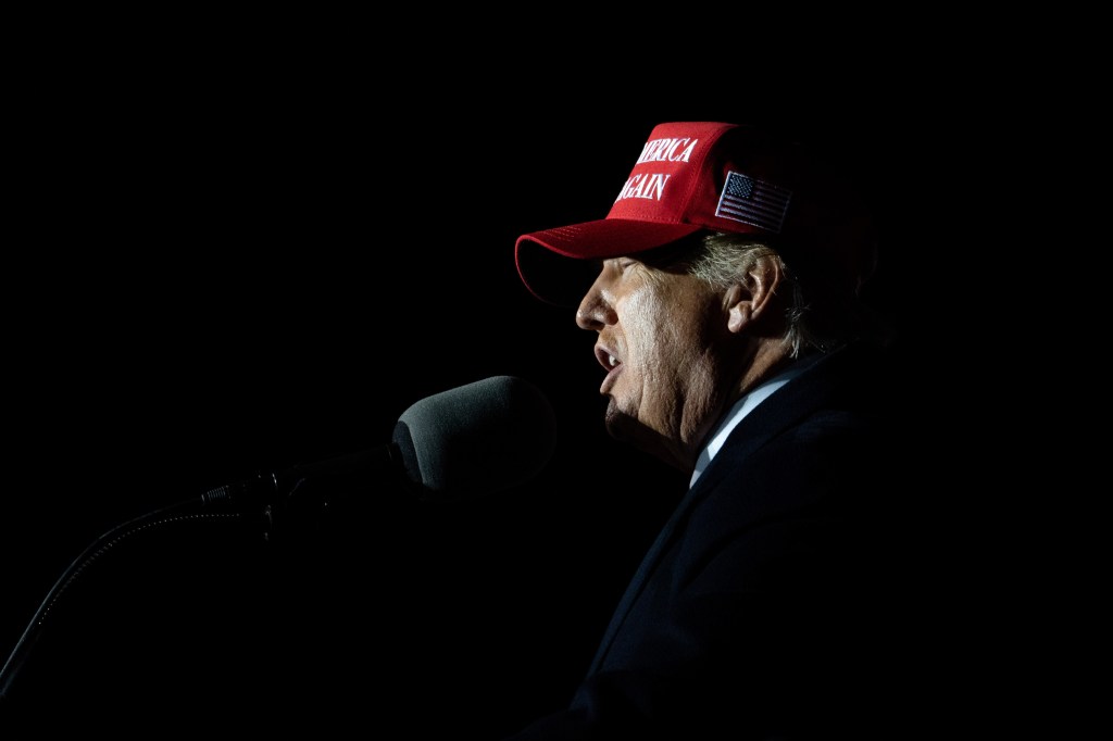 Former U.S. President Donald Trump speaks on March 26, 2022 in Commerce, Georgia.