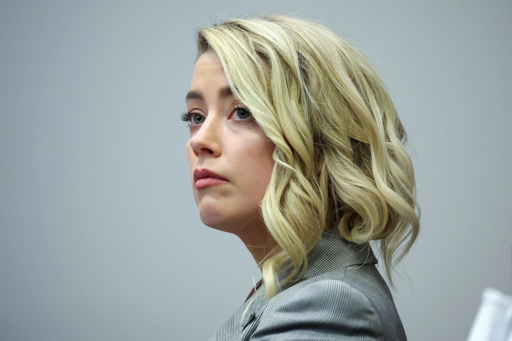 Actor Amber Heard in the courtroom in Fairfax, Va., Thursday.