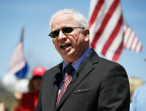 John Eastman, the University of Colorado Boulders visiting scholar of conservative thought and policy, speaks about his plans to sue the university at a news conference outside of CU Boulder on Thursday, April 29, 2021. (Andy Cross/MediaNews Group/The Den