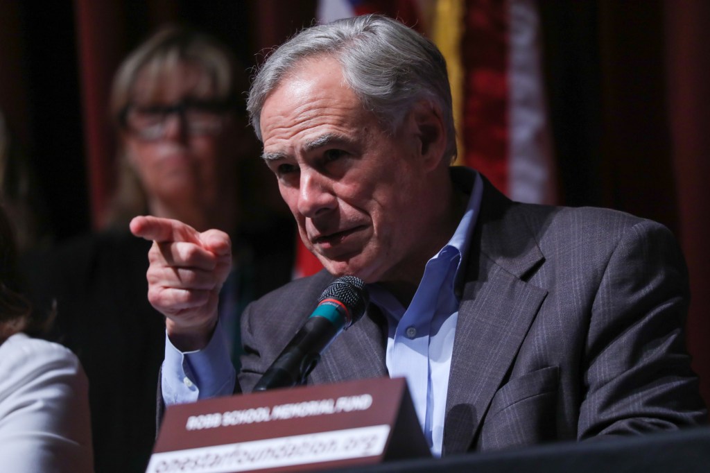 Texas Governor Greg Abbott speaks during a press conference last Week about the mass shooting at Uvalde.