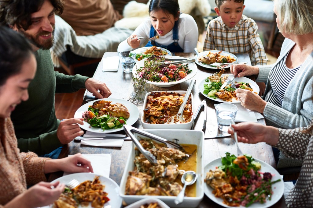 family eating around a table