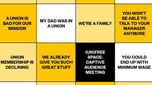 union busting bingo card