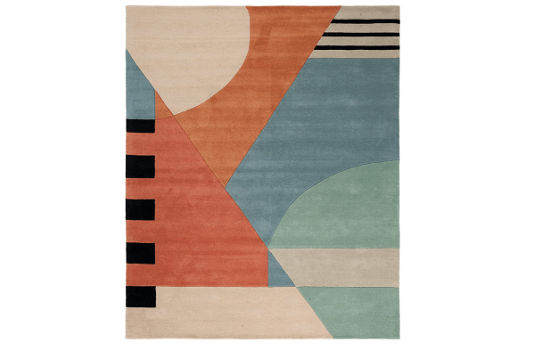 Handmade Mid-Century Modern Abstract Rug