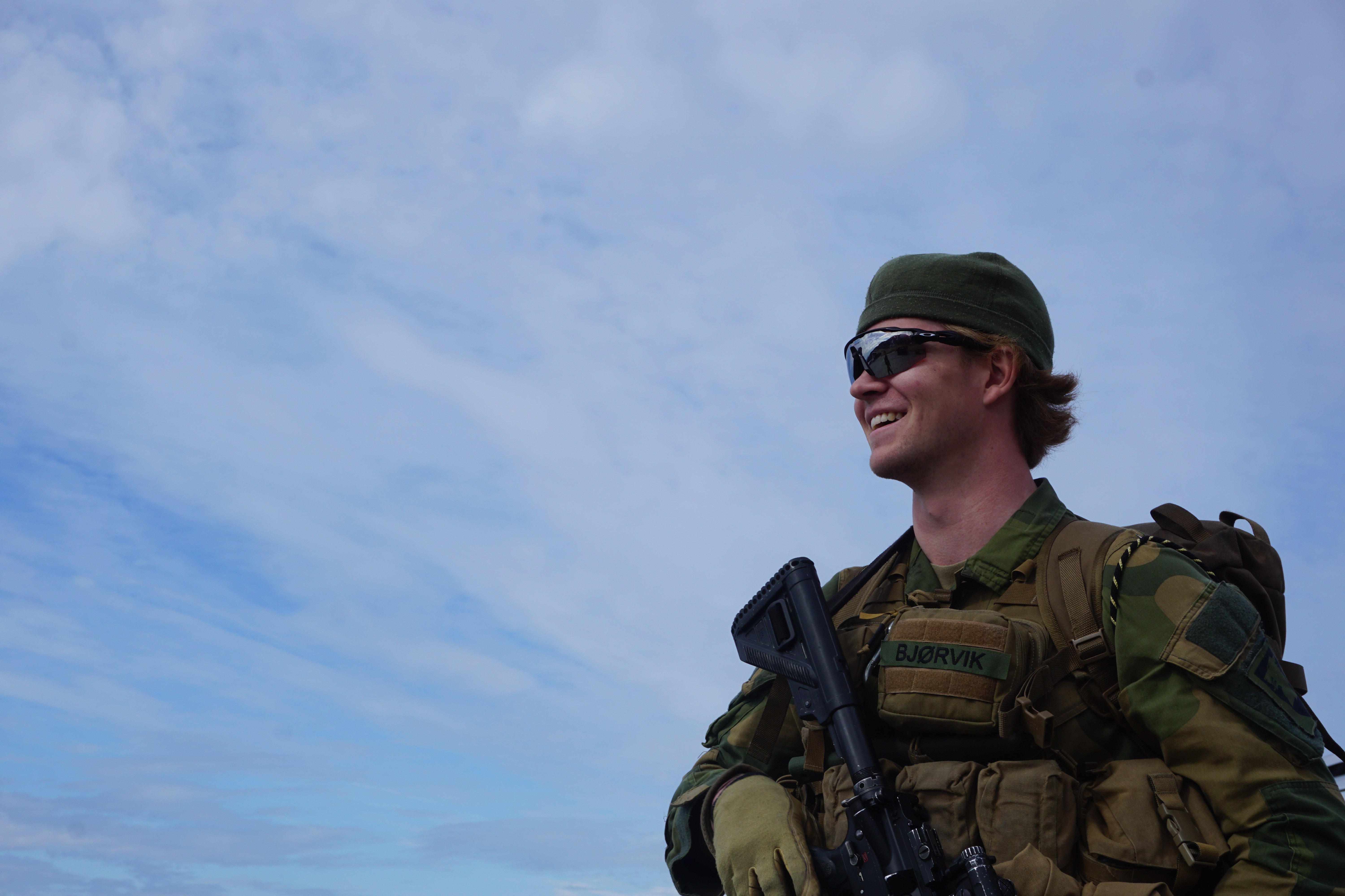 Norwegian soldier Bjørvik Jostein on patrol.