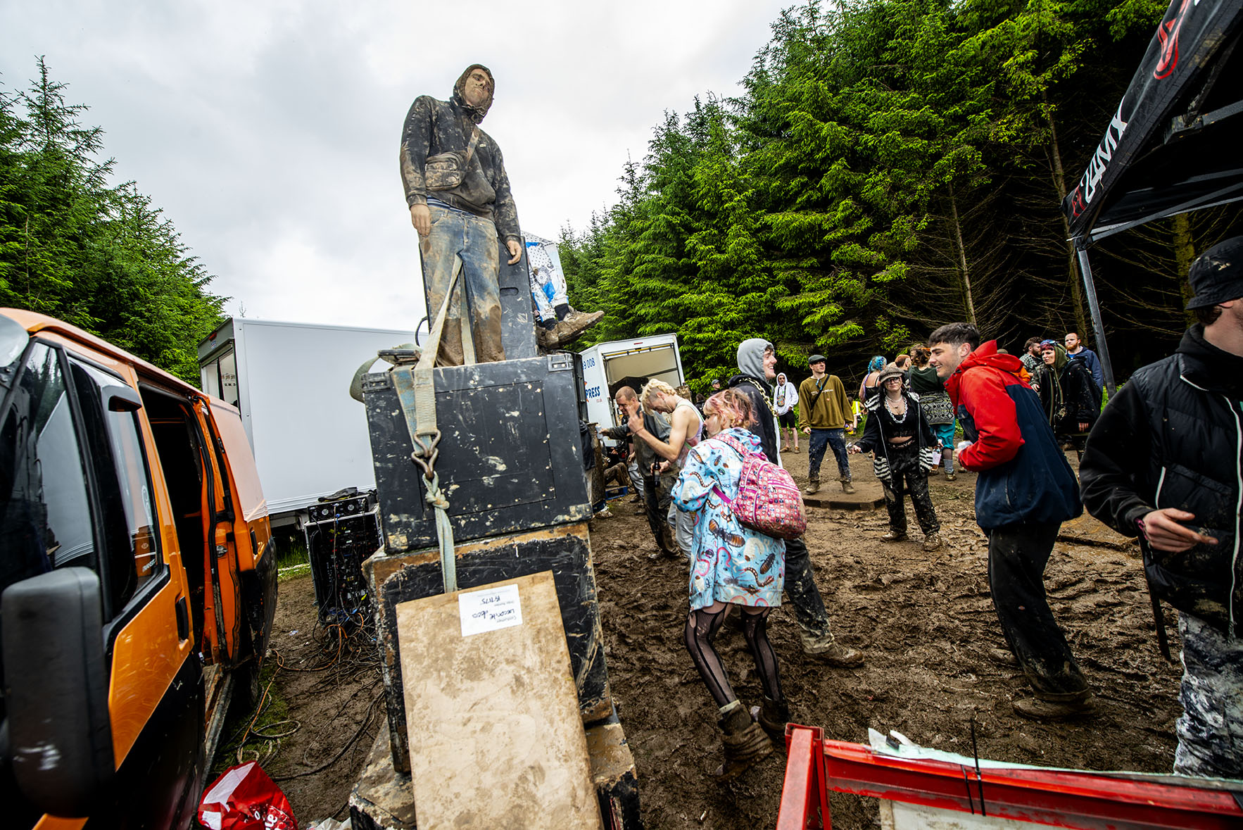 Partygoers in the mud at illegal Cornwall Rave