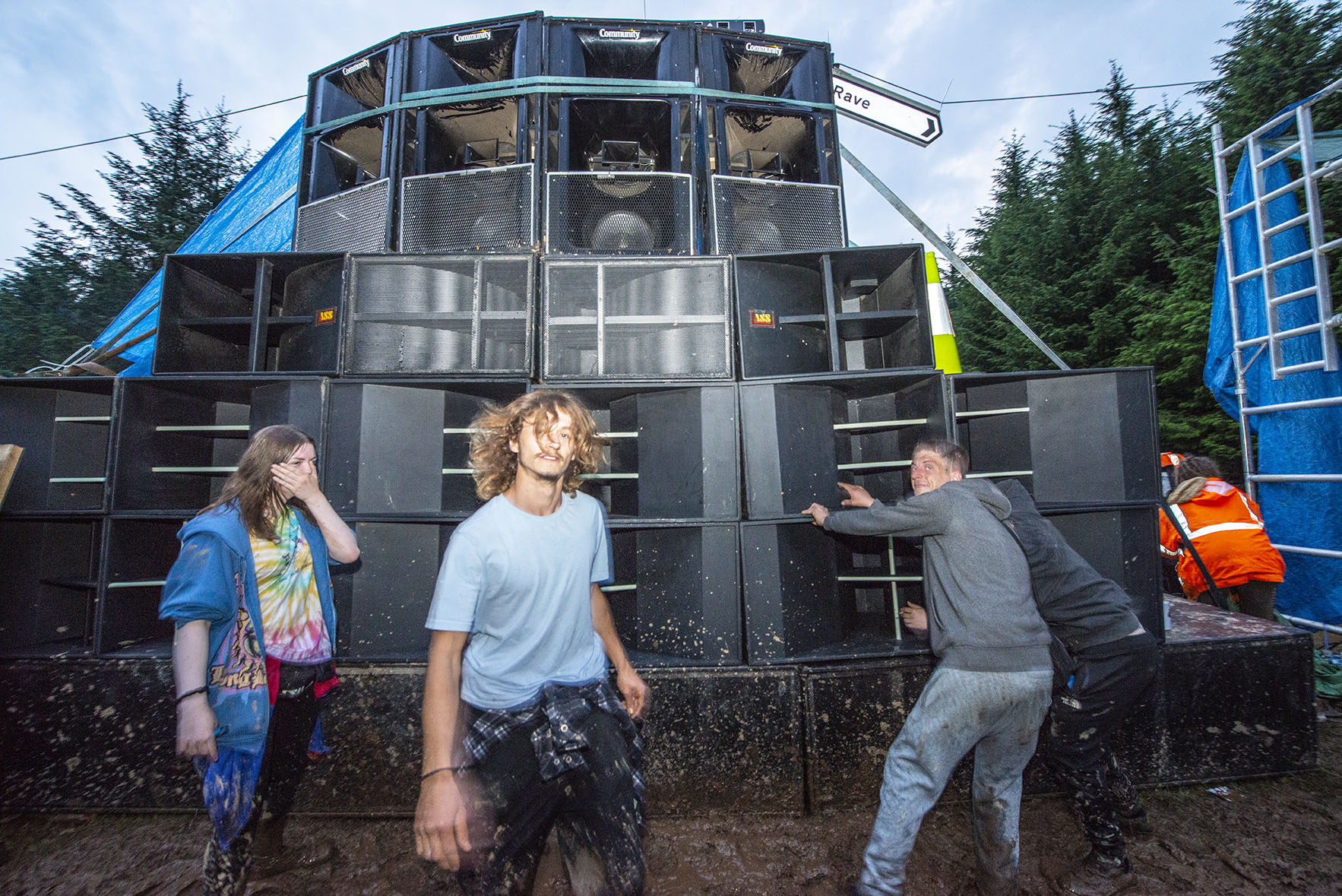 Partygoers in the mud at illegal Cornwall Rave