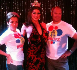 Kari Lake, left, posing with drag queen Barbra Seville.