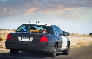 A police car in the desert