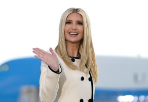 Ivanka Trump waves as she arrives at Joint Base Andrews in Maryland for US President Donald Trump's departure on January 20, 2021. (ALEX EDELMAN/AFP via Getty Images)