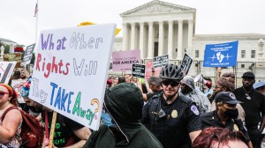 Abortion rights and anti-abortion demonstrators outside the US Supreme Court in Washington, D.C., US, on Thursday, June 23, 2022.​