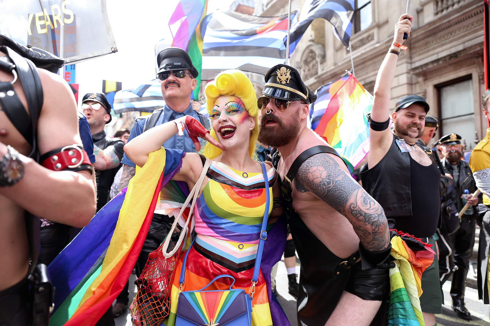 Leather daddies and a drag queen at London Pride 2022