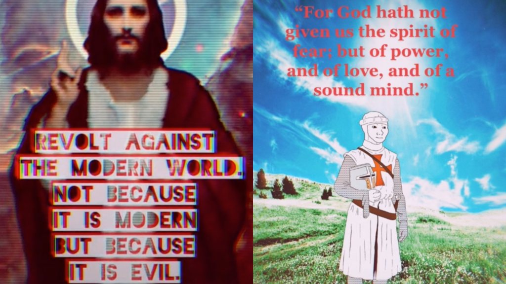 ​Screenshots from TikTok accounts showing images of Jesus and the Crusades.