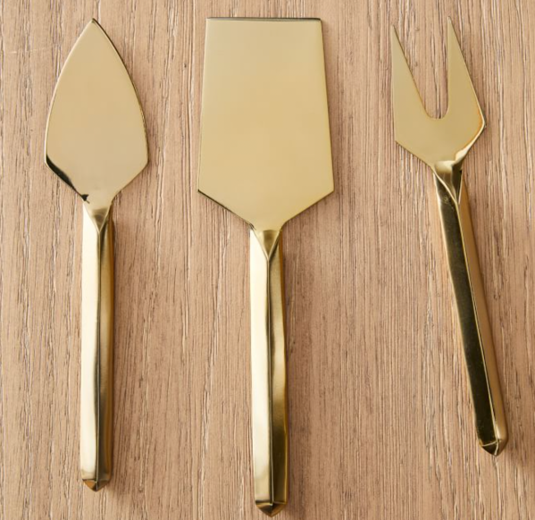 West Elm Faceted Brass Cheese Knives