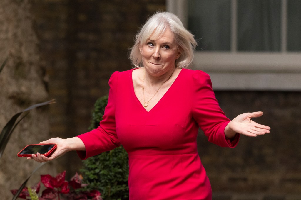 Nadine Dorries shrugging 10 Downing Street