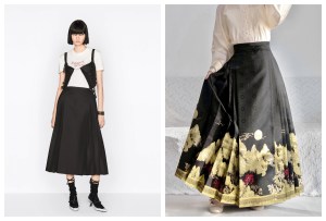 A mid-length pleated skirt designed by Dior (left) and a mamianqun, a traditional Chinese garment, sold on a Chinese e-commerce site (right). PHOTO: DIOR/TAOBAO