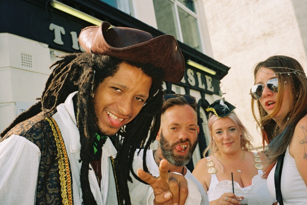 A bunch pirate fanatics on 'Pirate Day' in Hastings