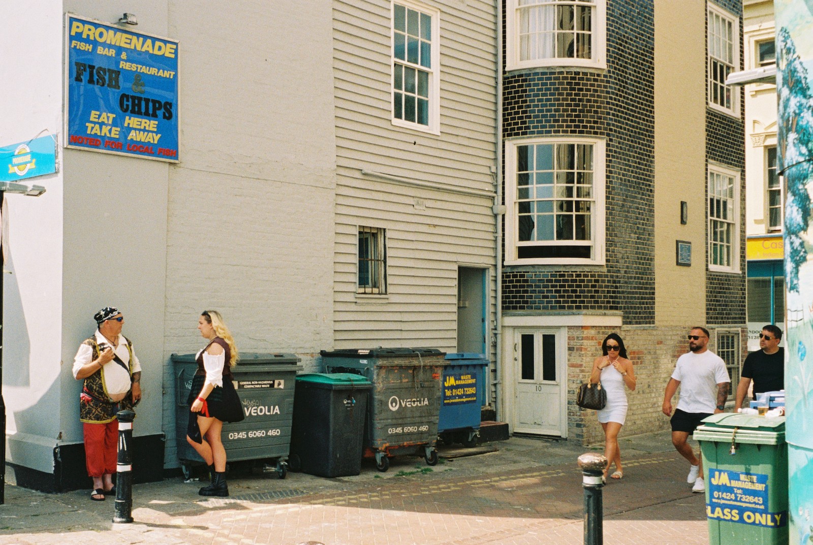 Pirate fanatics in the street on 'Pirate Day' in Hastings