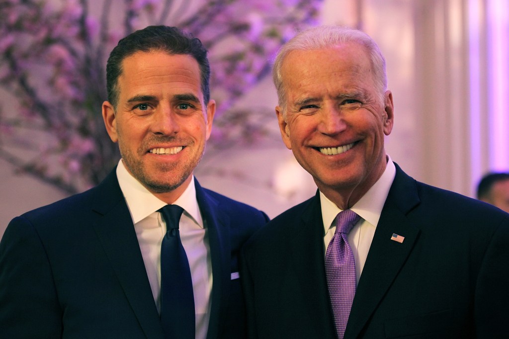 Hunter Biden and Joe Biden attend the World Food Program USA's Annual McGovern-Dole Leadership Award Ceremony at Organization of American States on April 12, 2016 in Washington, DC.