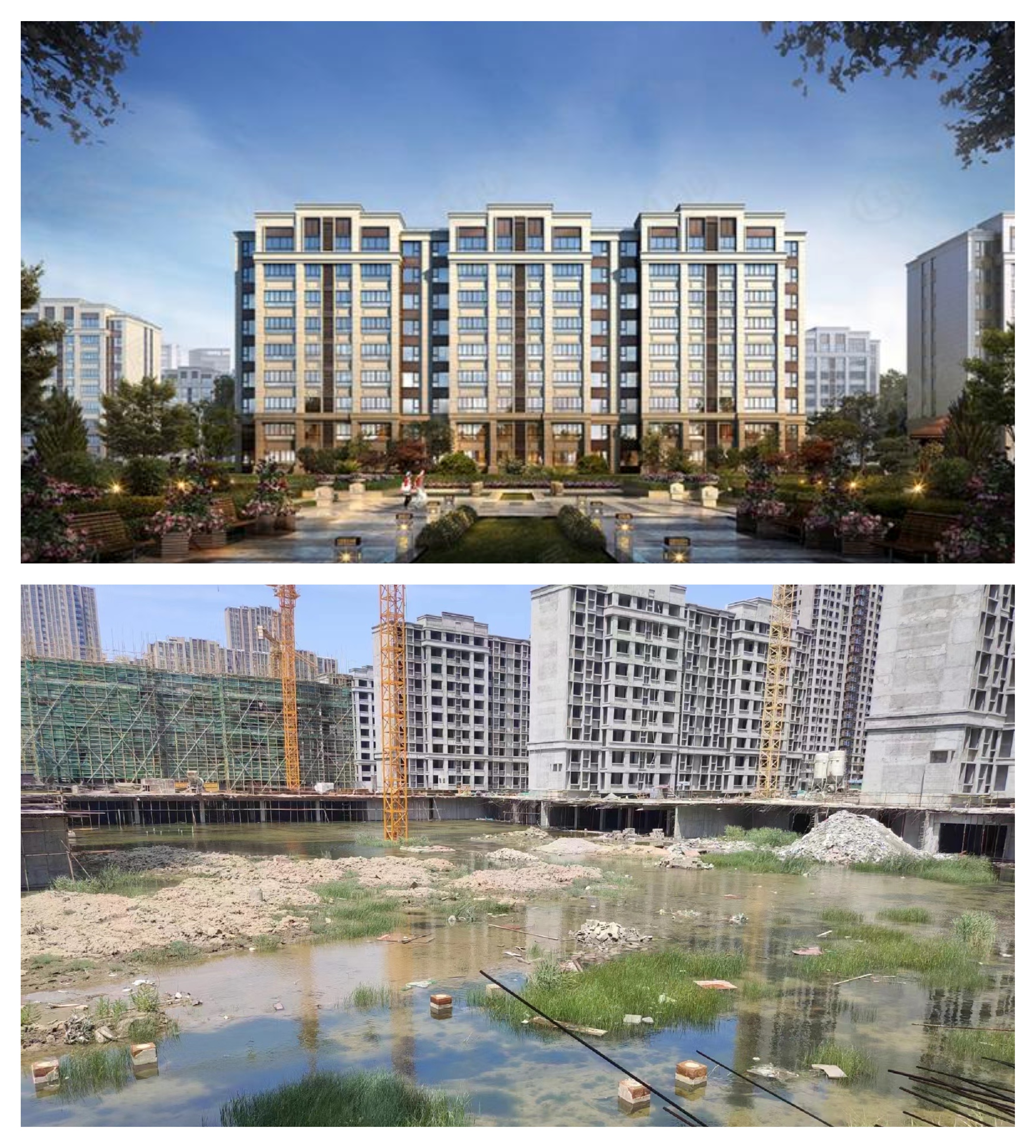 YUELONGFU AS SEEN IN RENDERED IMAGES (TOP) AND THE PROPERTY SITE IN JULY. PHOTO: COURTESY OF INTERVIEWEE