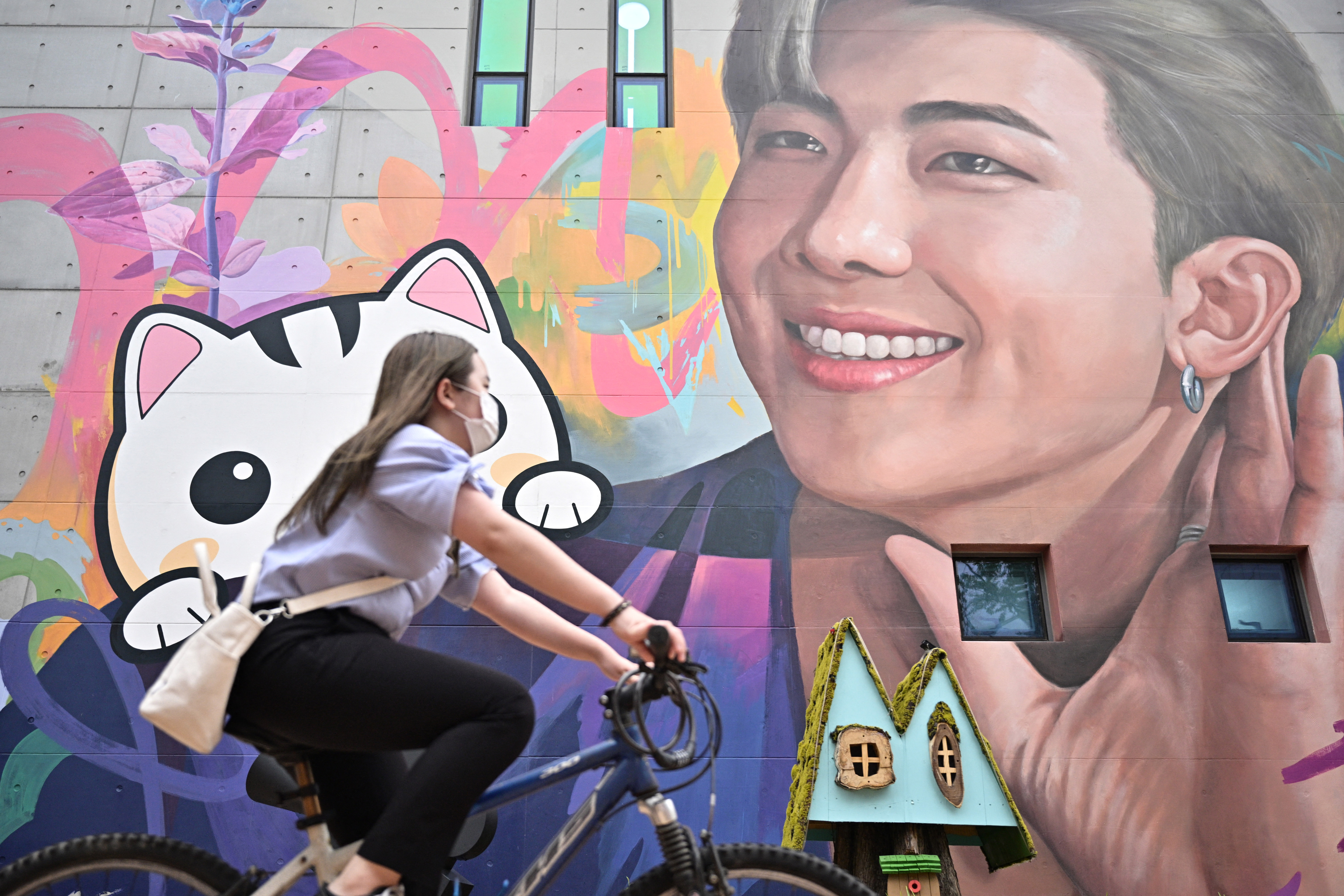 A mural depicting RM, a member of K-pop group BTS, in Goyang, northwest of Seoul. Photo: Anthony WALLACE / AFP