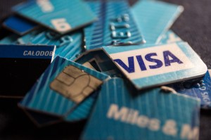 A cut-up Visa card. ​Getty Images