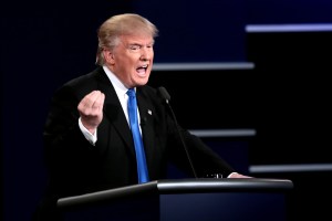 Former President Donald Trump speaks during the Presidential Debate at Hofstra University on September 26, 2016 in Hempstead, New York.