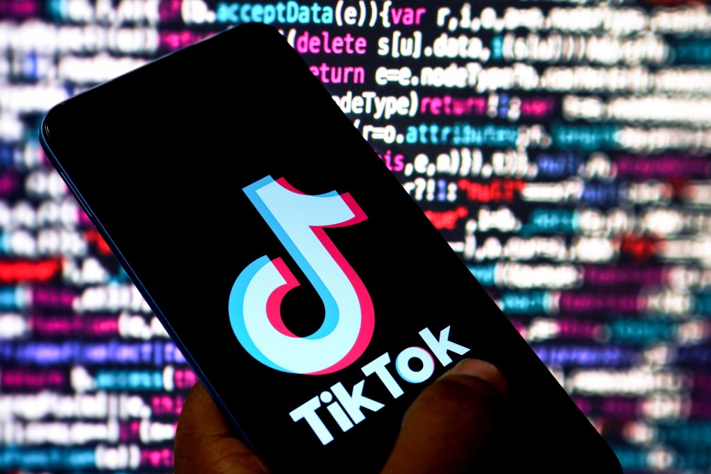 TikTok logo displayed on a smartphone.