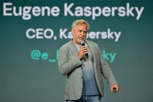 Eugene Kaspersky, CEO of Kaspersky, gives a keynote speech during the Mobile World Congress (MWC) fair in Barcelona on June 28, 2021