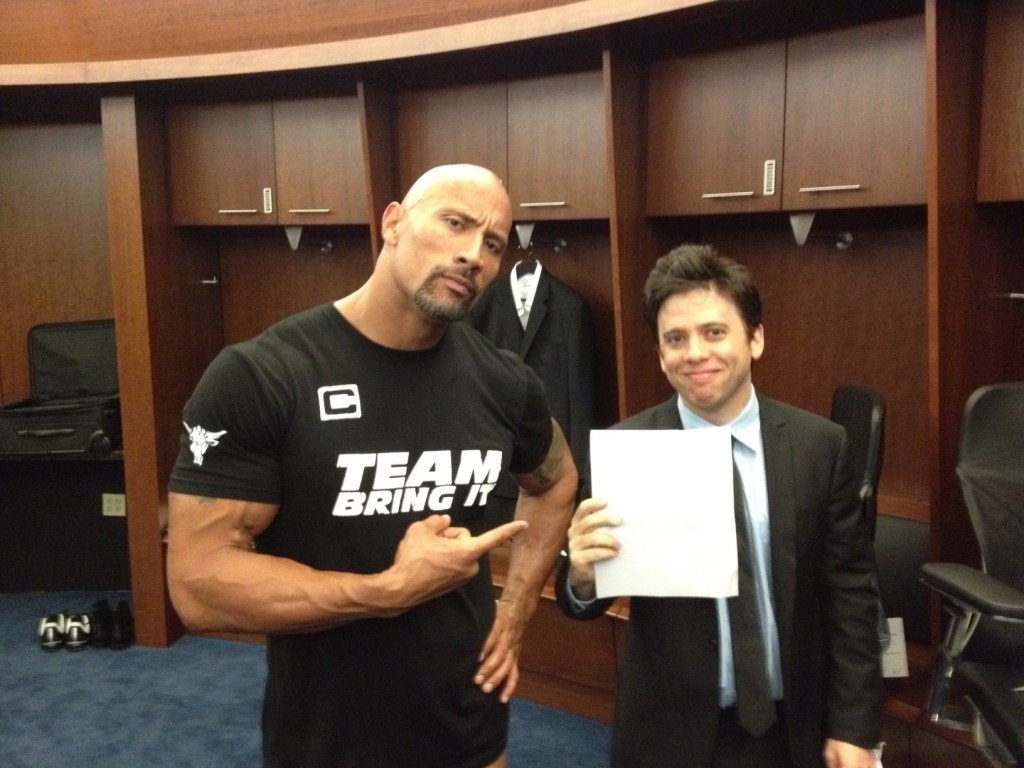 Wrestler and actor Dwayne The Rock Johnston and WWE head writer Brian Gewirtz