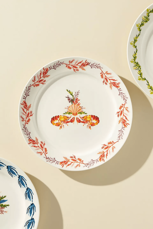 ceramic painted shrimp dinner plate