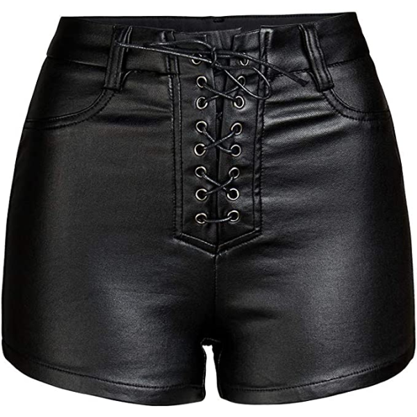 Womens High Waisted Faux Leather Shorts