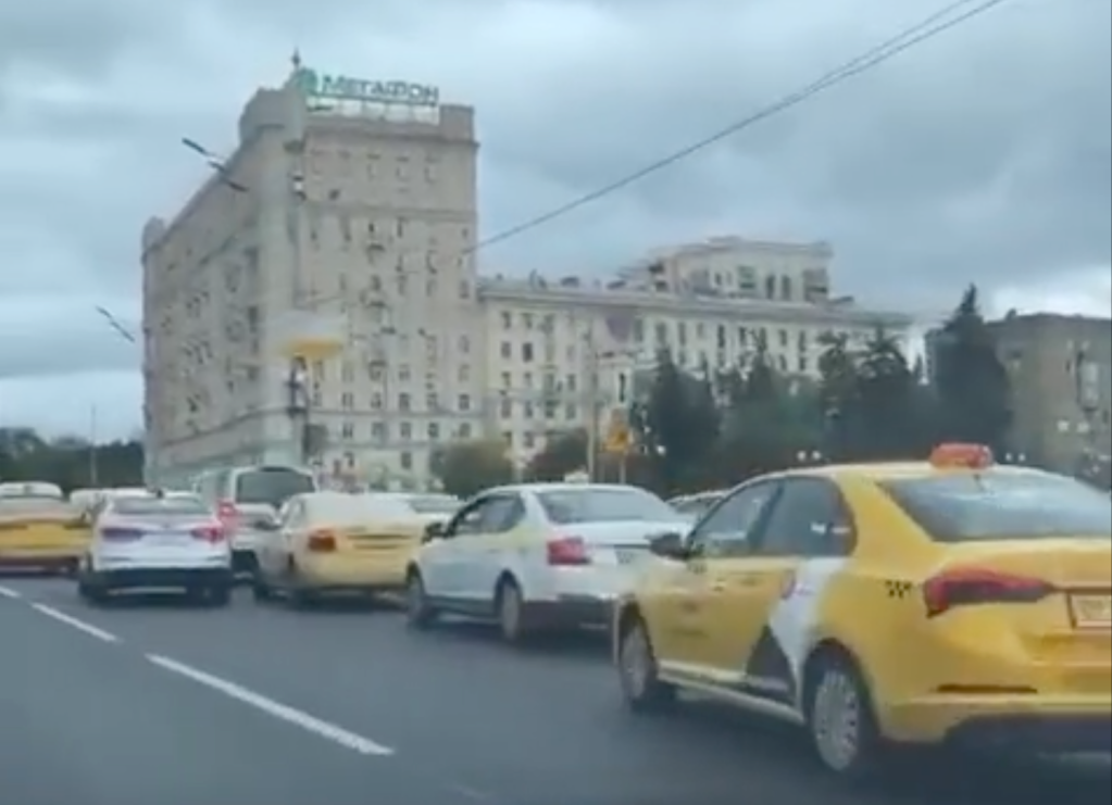 taxis in a traffic jam