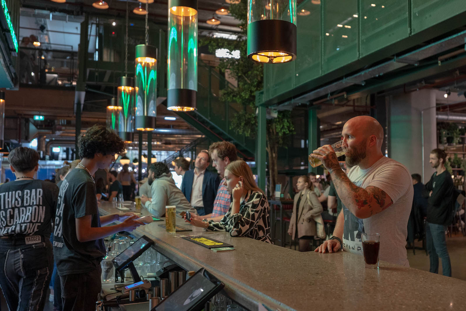 Writer Tom Usher at the bar in the giant Brewdog